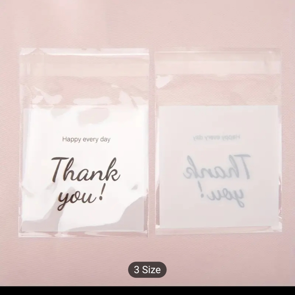 Clear 'Thank You' Plastic Treat Bags for Home Office - 50